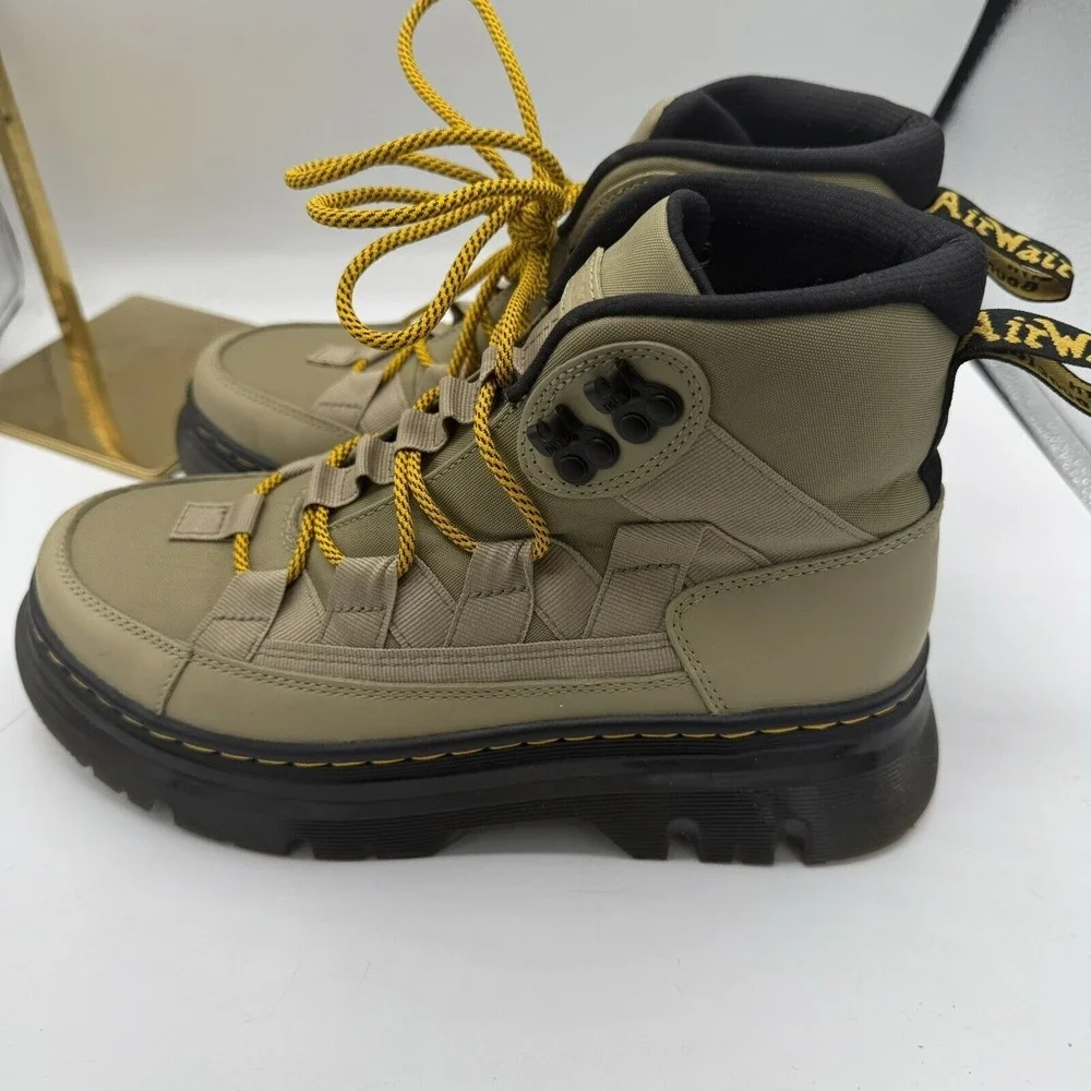 Dr. Martens‎ Boury Nylon & Leather Men's Boots Olive Green Size M 8 / L 9